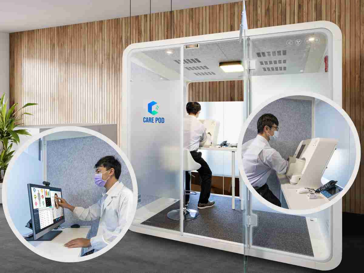 达擎于医疗科技展中展出＂远距诊疗舱＂，，，以因应医疗数字化及社会高龄化趋势下、、复诊及慢性病患等族群对于远距看诊需求逐渐升高所推出的创新整合方案。。多功能合一、、、高隐私性的远距诊疗舱可根据病患端与医师端的不同需求，，，，提供弹性化及客制化功能，，节省医生和病患的精力及时间